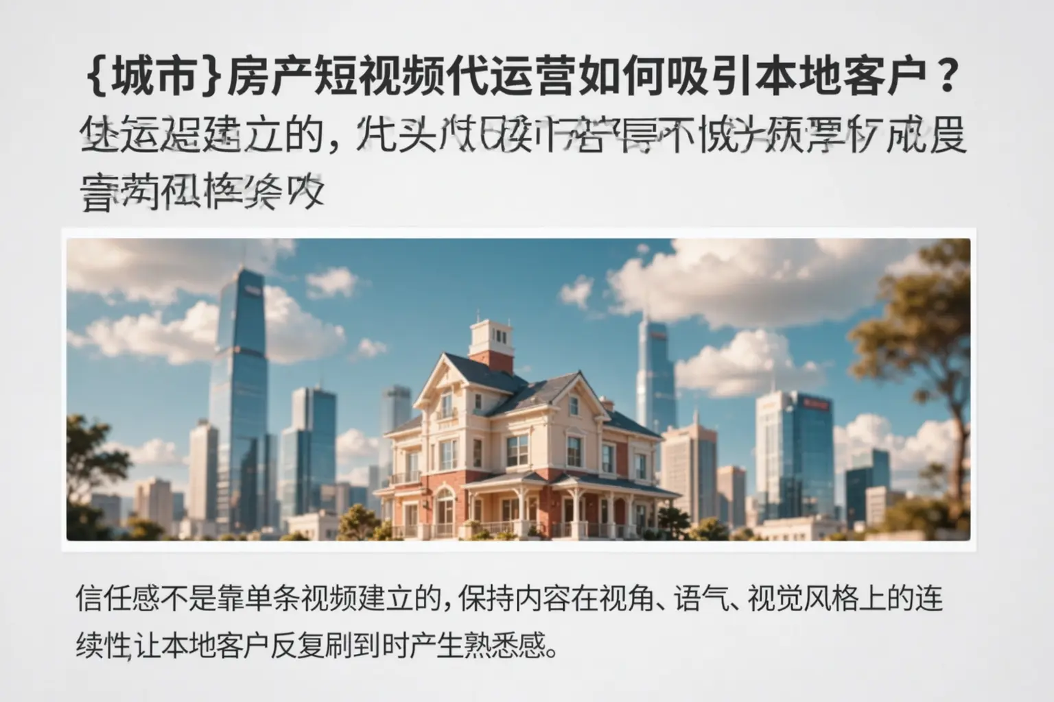 蚌埠房产短视频代运营如何吸引本地客户？