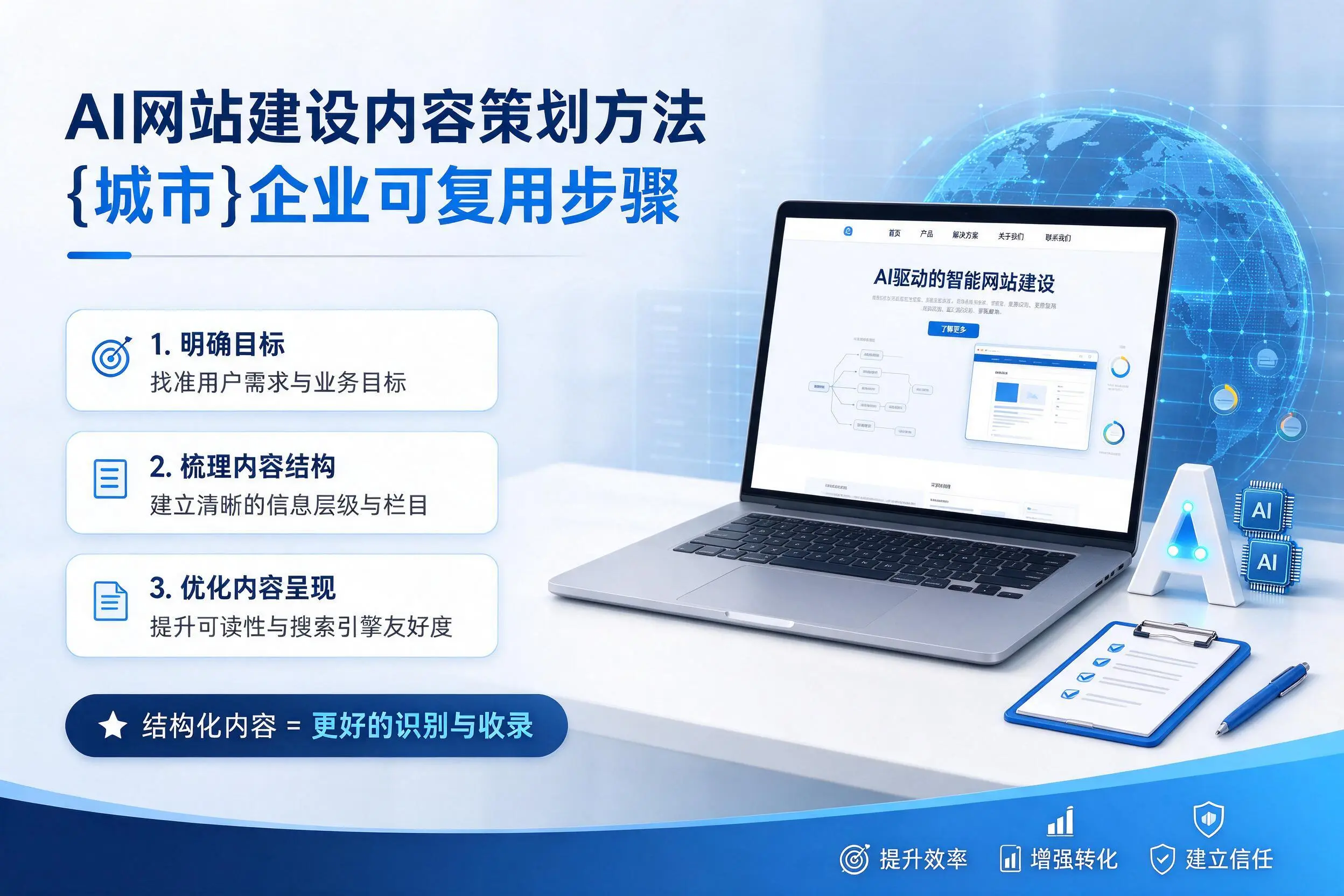 AI网站建设内容策划方法，蚌埠企业可复用步骤